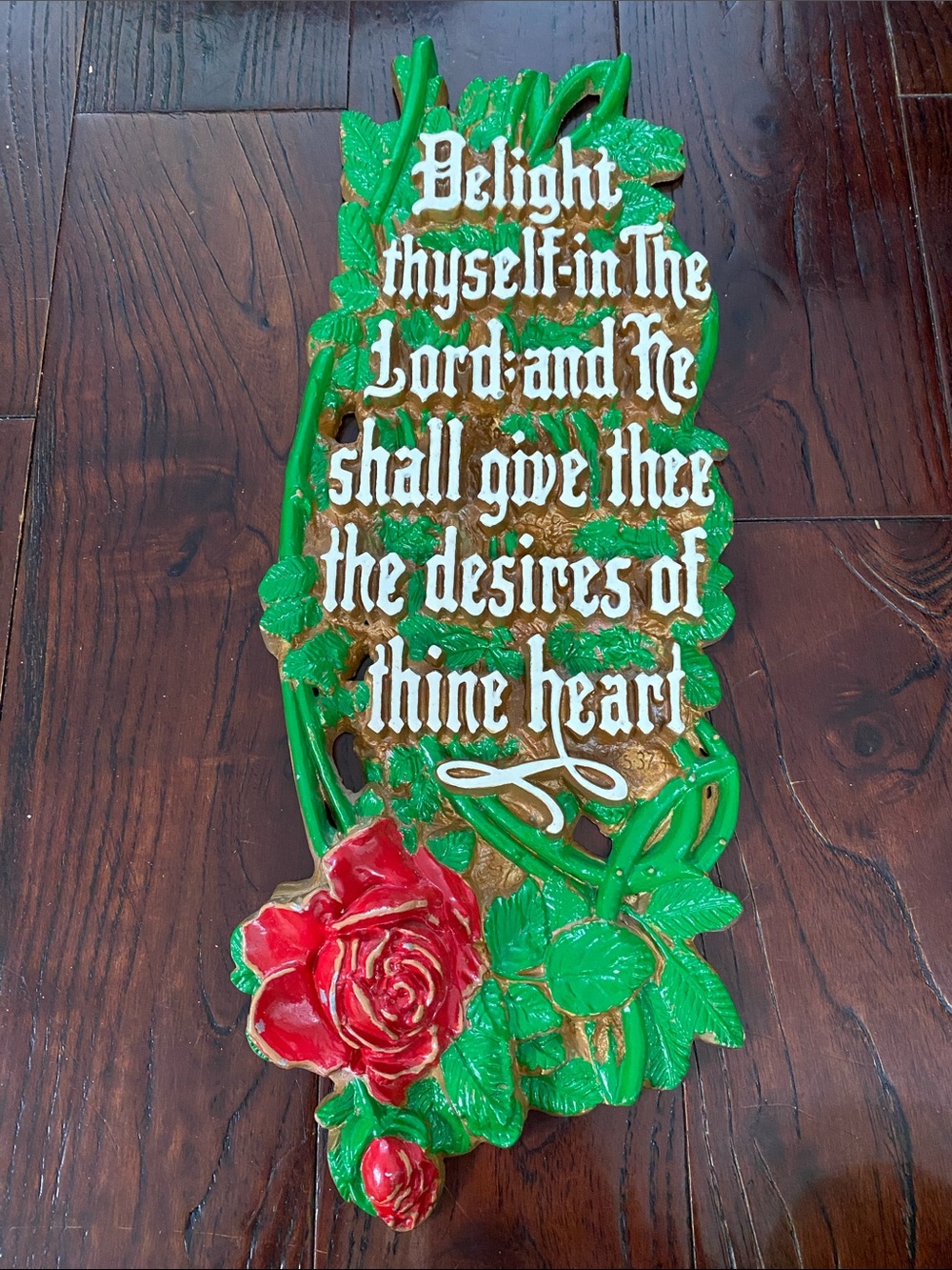 Vtg 20’s A. E. Mitchell Art Co. Painted Cast Metal Religious Scripture Plaque